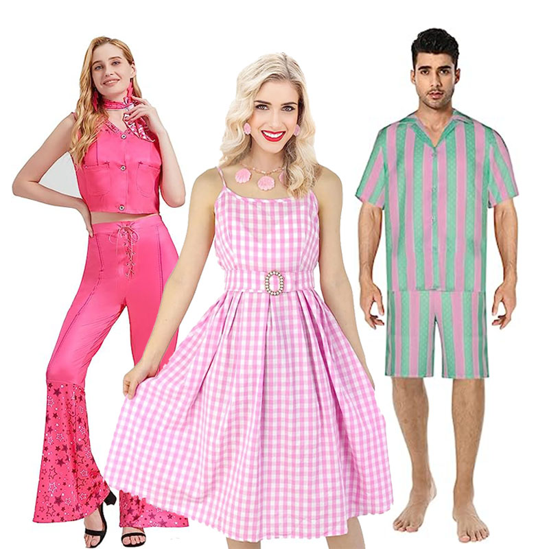 Розовые Пледы Платье Фабрика оптовая продажа для взрослых детей Хэллоуин Косплей Костюм Аниме Косплей