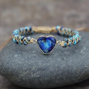 Hot Selling Trendy Unisex Chakra Stone Adjustable Braided Macrame <b>Bracelet</b> with Rainbow Heart <b>Beads</b> for LGBTQ Pride - Product Image 3