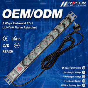 PDU de 8 Puertos para Montaje en Rack, 19" 1U, Carcasa de Aleación de Aluminio, Interruptor de 2 Polos, Unidad de Distribución de Energía Industrial, <span class=keywords><strong>Precio</strong></span> Económico - Product Image 1