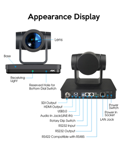 กล้องวิดีโอคอนเฟอเรนซ์ PTZ แบบ 4K NDI SDI รองรับการเชื่อมต่อเครือข่าย พร้อมระบบติดตามอัตโนมัติด้วย AI สำหรับการถ่ายทอดสด UHD  กล้องเว็บแคม USB3.0 รุ่น MC8420 4K SDI - Product Image 5