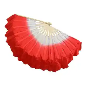 Ventilatore di seta a mezzo cerchio con ventaglio di danza su due lati personalizzato per danza del ventre yangko