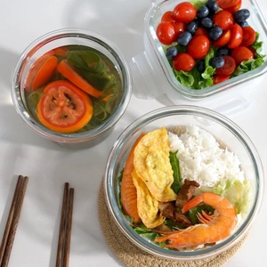 주방 밀폐 투명 식품 보관 용기 유리 보관함 투명 냉장고 정리함 식품 용기 세트 - Product Image 5