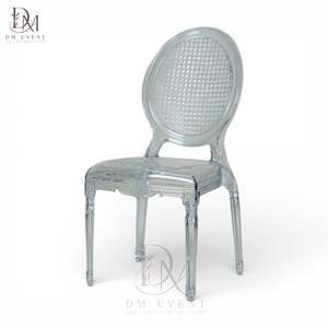 Clear Polycarbonate Cane Pattern Oval Back <b>Chair</b> Lightweight Durable for Wedding and Hotel Events - Product Image 1