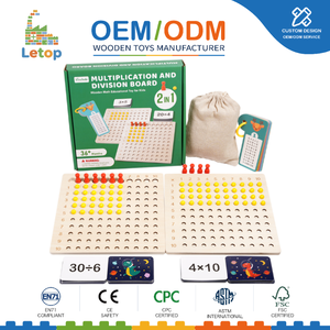 Tavola in Legno <span class=keywords><strong>2</strong></span> in 1 per Moltiplicazione e Divisione, Montessori Matematica con 100 Perline e <span class=keywords><strong>10</strong></span> Pioli, Flashcard, Ausilio Didattico per Bambini - Product Image 1