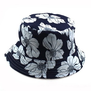 Made in China High Quality Reversible 100% Cotton <strong>Navy</strong> Blue Flowered <strong>Bucket</strong> <strong>Hat</strong> for Summer - Product Image 1
