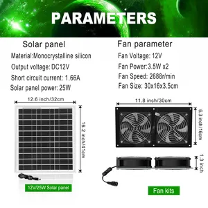 Solar 2200 RPM12V DC Cooling Small Fan Strong Wind Power Indoor And Outdoor Portable Pet Room Cooling Fan