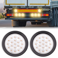 Feux arrière de remorque ronds à LED ambre de 4 pouces, 19 LED, feux de freinage, de stop et de clignotants avec œillets, étanches IP67, câbles à 3 broches