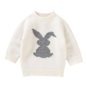 Pull en tricot pour garçons Zhan Ya, blanc cassé, en coton, manches longues, motif lapin, pull pour enfants, automne - Product Image 1