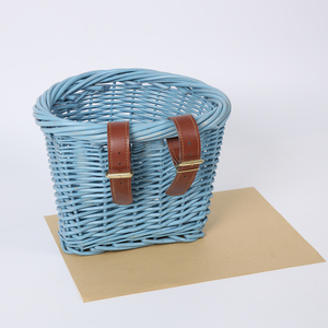 Bike Basket Wicker Wicker Hot Sale Willow Bike Basket Wicker Bicycle Basket With PU Strap Storage Basket For Bike