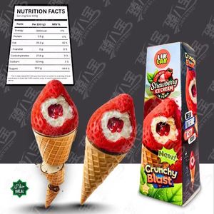 Crème glacée aux fruits LIKLAK, nouvelle saveur fraise, mangue, pomme, <span class=keywords><strong>melon</strong></span> miel, en cornet gauffré croustillant, 115g - Product Image 1