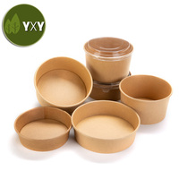 Bol à salade jetable en papier Kraft marron, 100% pièces écologiques avec couvercle uniquement pour YXY
