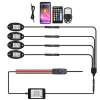 Kit de Luces LED RGB para Autos, 4-14 Pods, Control Remoto por Aplicación, Alto Brillo, IP68 Impermeable, Iluminación Inferior para Ruedas, 3000 Lúmenes