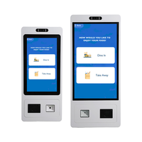 Kiosco de Pedidos y Pagos de Autoservicio Crtly para Restaurantes, de 21.5, 27 y 32 Pulgadas, con Pantalla Táctil, Escáner QR e Impresora, para Montaje en Pared