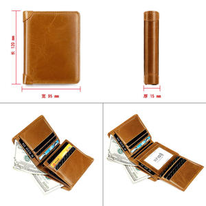 Portefeuille court pour homme Andong avec blocage RFID, en cuir de vache véritable rétro, porte-cartes pour hommes, portefeuilles, sac à main - Product Image 4