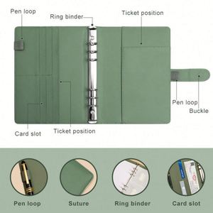 Custom Logo A5 Budget Binder with Cash Envelopes PU Leather Money Saving Planner with 100 Days Loose-<b>leaf</b> Binding for School Use - Product Image 3