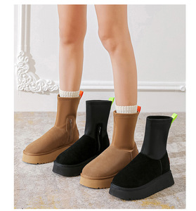Botas de Nieve UGGSS para Mujer 2024, Botas de Nieve con <span class=keywords><strong>Plataforma</strong></span> y Forro de Piel de Oveja Genuina, Botas de Nieve Extensibles para Exteriores - Product Image 5