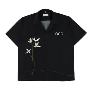 Camisa de manga corta de algodón para hombre, tela transpirable absorbente de humedad, color sólido, personalizada, camisas estampadas en 3d