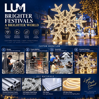 Schneeflocken-Lichtskulptur 2m Hoch mit LED-Beleuchtung und Lackiertem Aluminiumrahmen für Weihnachtsmotiv-Beleuchtung