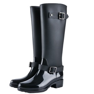 Women <b>Knee</b> <b>High</b> Rain Boots Waterproof PVC Wellington Boots Anti Slip Round Toe with Zipper for Outdoor - Product Image 2