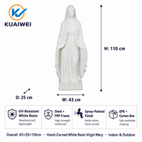 Statue de la Vierge Marie en résine blanche faite à la main, vente en gros d'usine, figurine religieuse catholique pour jardin extérieur