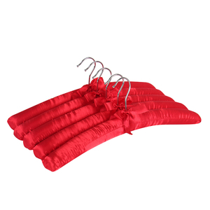 <strong>China</strong> <strong>Top</strong> <strong>Ten</strong> <strong>Selling</strong> <strong>Products</strong> Clothes Hanger Hotel Anti Slip Red Soft Fabric with Gold Hook Satin Padded Hangers - Product Image 1