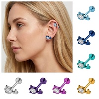Bijoux HGC, Piercing de nez en titane G23 ASTM F136, Anneau labret sans filetage queue de chat, Clous d'oreille à dos plat pour femmes