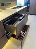 Ensemble complet d'armoires de cuisine ARET, finition foncée moderne, éclairage LED, taille personnalisable, résistant à l'eau, écologique, garantie de 5 ans