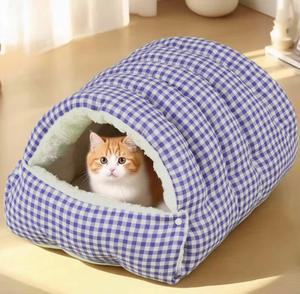 冬用 暖か 小型ペットベッド 猫・犬兼用 取り外し可能 洗える 半密閉型 2WAY 柔らか素材 傷に強い 快適ペットハウス - Product Image 1