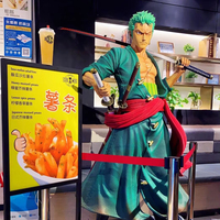Figura de resina de fibra de vidrio personalizada a tamaño real, figura de una pieza, estatua grande de anime de Zoro y Luffy para colección