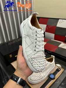 Men <b>White</b> Rivet Spike Printed Casual Sneakers Low Top <b>Lace</b> Up Leather Fashion Street Style Comfortable Non Slip Daily Walking Sh - Product Image 4