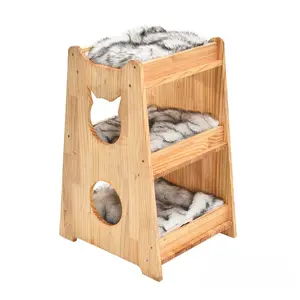 Cat Tree, Wooden Modern Cat Tower Cat Furniture with Removable and Washable Mats for Kittens, Large Cats and Pets