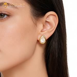 ต่างหูเงิน S925 ประดับมอยส์ซาไนต์ทรงลูกแพร์ 2-5 กะรัต รุ่น Goldleaf Custom – เหมาะสำหรับเป็นของขวัญและสวมใส่ในชีวิตประจำวัน - Product Image 3