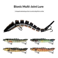 Leurre dur en acier inoxydable multi-sections, simulation de poisson de boue, imprimé en 3D, neuf sections, avec hameçons, 12cm 19g, vente en gros