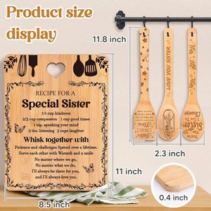 Planche à découper en bambou de <span class=keywords><strong>cuisine</strong></span> avec ensemble d'ustensiles de <span class=keywords><strong>cuisine</strong></span> en bambou de 3 pièces comme cadeau planche à découper avec cuillère à soupe spatule cuillère à fente - Product Image 6