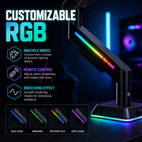 Support de moniteur ergonomique à mouvement complet avec ressort à gaz USB RGB LED, rotation à 360°, robuste, pour moniteur de 17 à 32 pouces