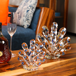 Dazi Crystal Peacock <b>Ornament</b> Set Blue Eye Design Living Room Decor Gift Cabinet Decoration Hollywood Glam Style - Product Image 4