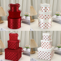 Boîte Cadeau Cylindrique de Luxe à Pois avec Ruban de Satin Rouge et Accent Perlé, Réutilisable pour Mariage, Anniversaire, Emballage de Bonbons - Vente en Gros RTS