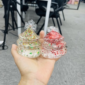 Entrepôt USA : Lot de 72 jouets de Noël scintillants 4 couleurs, en forme d'arbre, rembourrés au maltose, à remontée lente, anti-stress, avec boîte - Product Image 3