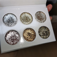 6 warna bubuk Mica kilau metalik kustom palet Eyeshadow bercahaya tahan air berlian Vegan untuk kulit gelap
