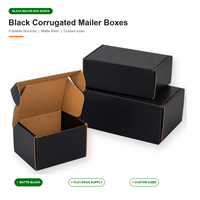 Boîte d'expédition en carton ondulé noir personnalisée, boîte pliante à 3 couches pour l'emballage du commerce électronique