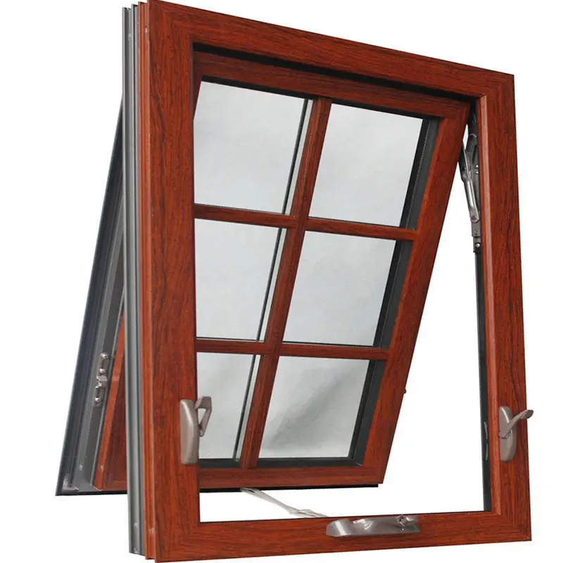 Ventana abatible tipo manivela grande francesa SHENZHEN 2023, ventanas de aluminio baratas, ventana de manivela de cristal de aluminio para casa, para uso en el hogar