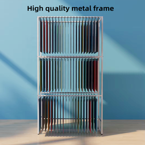 Présentoir métallique superposé robuste sur mesure pour échantillons de tissus textiles, pour salles d'exposition - Product Image 4