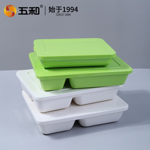 Melamine Serving Tray Divided 5 Compartment Solid Color For Cafeteria Restaurant Use - Product Image 4