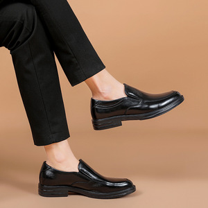 Chaussures en cuir décontractées pour hommes, chaussures d'affaires respirantes en cuir véritable, à enfiler, en cuir pleine fleur, style britannique - Product Image 6