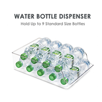 Lot de 4 bacs de rangement carrés transparents pour réfrigérateur, distributeur de bouteilles d'eau en plastique, support pour canettes de soda et boissons