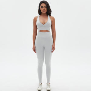 Nouvel ensemble de sport 2 pièces JY pour femme, séchage rapide, col en <span class=keywords><strong>U</strong></span> sexy, coupe ajustée, haute qualité, pour yoga et entraînement - Product Image 5