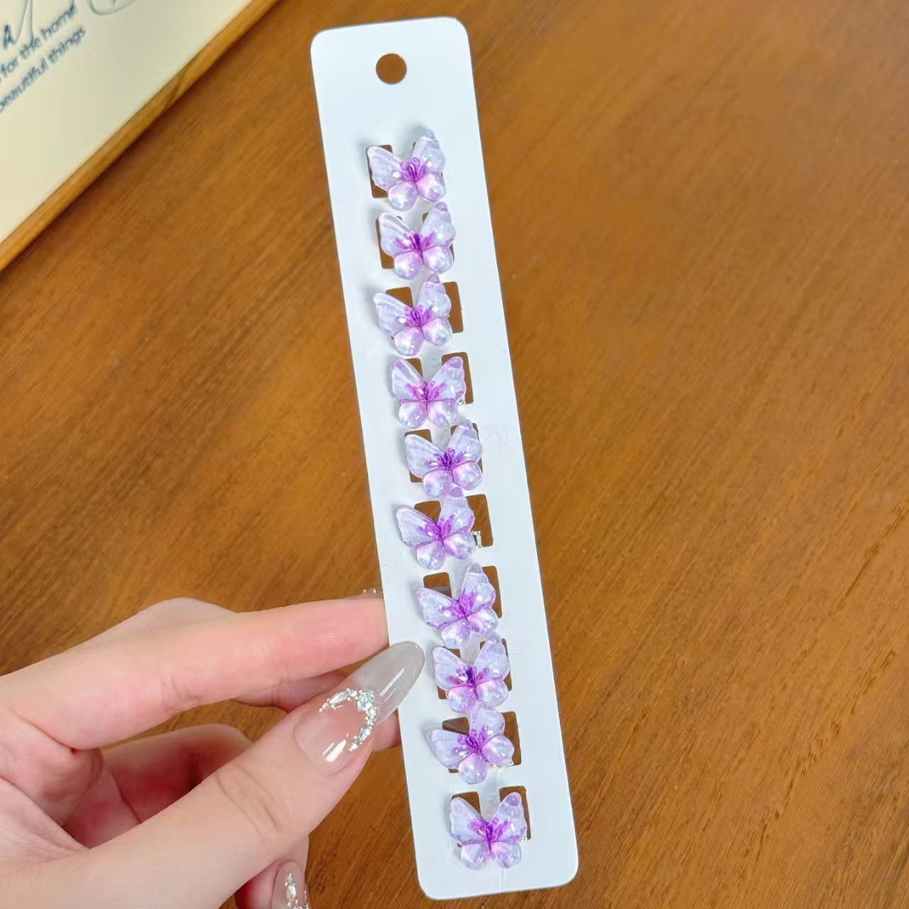 Elegante clip con fibbia a fagiolo viola-farfalla ~ confezione da 10