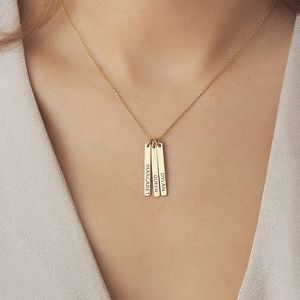 Collier Pendentif Géométrique Long Personnalisé le Plus Populaire en Acier Inoxydable, Simple, DIY, avec Plaque Gravée Nom Personnalisable - Product Image 1