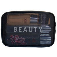 Trousse de maquillage à fermeture éclair pour femmes pochette organisateur Logo personnalisé sac cosmétique en maille de voyage pour trousse de toilette trousse de lavage de beauté stockage