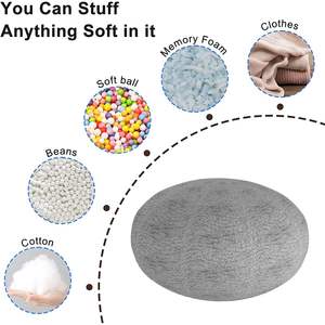 Housse de pouf Db Big Soft Fluffy en velours PV, gris clair, amovible, ronde, contemporaine, une place - Product Image 5